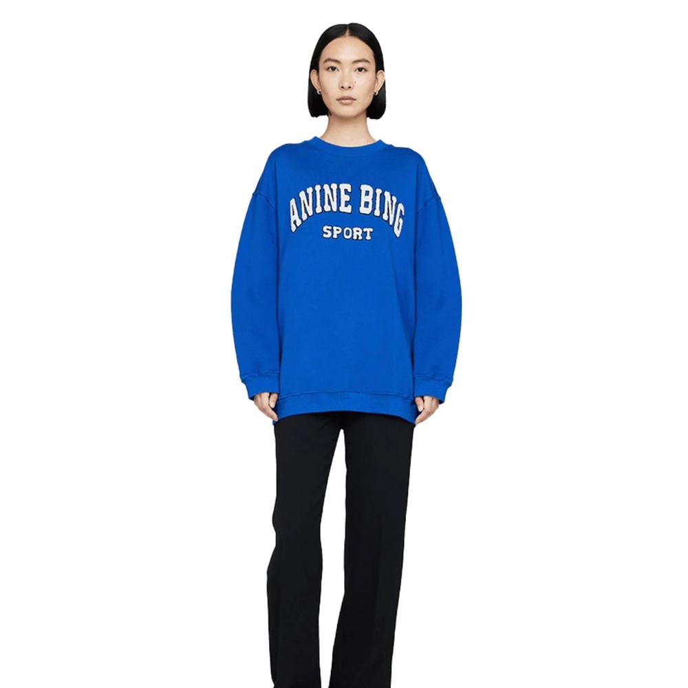 Anine Bing Royal Blue Logo Crewneck Sweatshirt